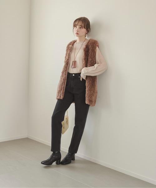 ANGIE ベスト プードルフェイクファーベスト レディース : ZOZOTOWN