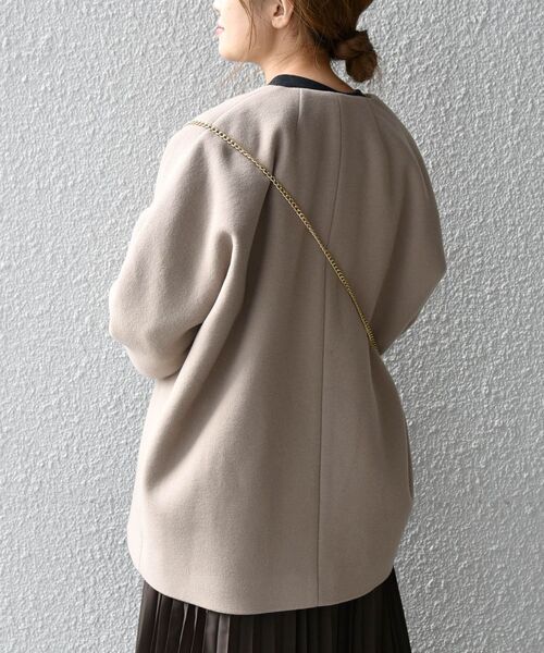 SHIPS any ノーカラーコート コート any: SORONA ノーカラー ミディ