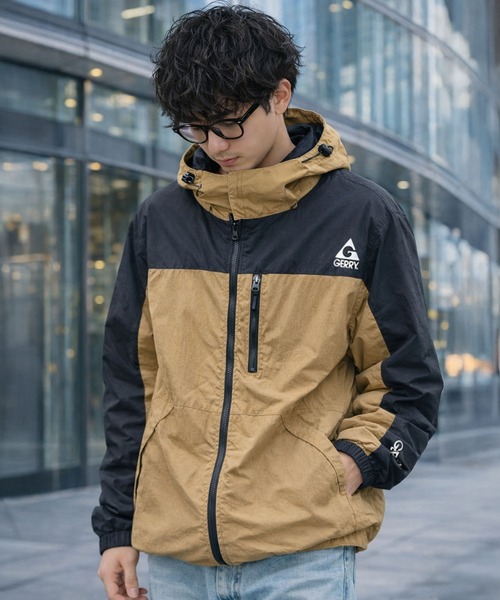 GERRY（ジェリー） ナイロンジャケット 軽量 切替配色 フード付き