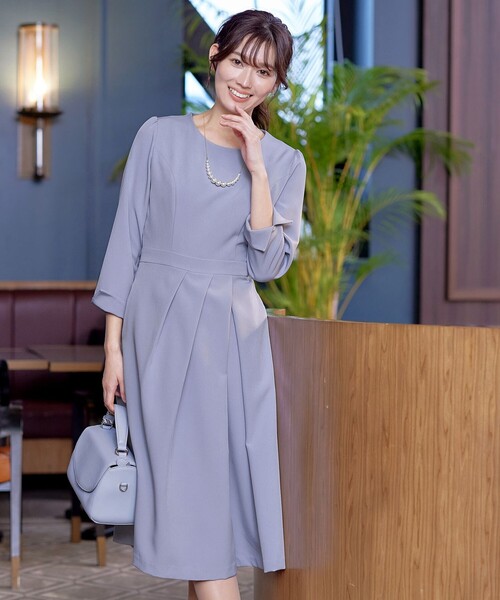 Tiaclasse ワンピース 「洗える」アシンメトリータックフレア