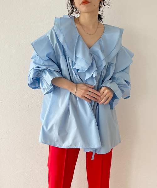 wee9s（ウィークス） ブラウス シャツ big collar frill blouse / 付け