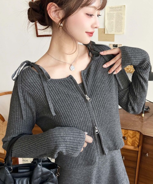 moment+ ワンピース 「セットアップワンピース」ジップアップ