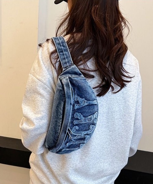 COO+i（クーイ） ウエストポーチ ウエストバッグ デカロゴ デニム