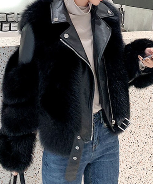 deux amour レザージャケット ライダース ファー切り替え合皮