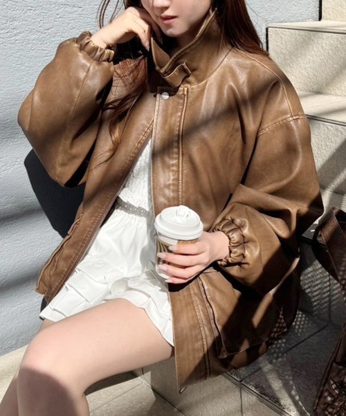 one after another NICE CLAUP レザージャケット ライダース フェイク