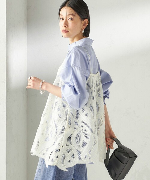 SHIPS（シップス） キャミソール 「手洗い可能」刺繍 スカラップ