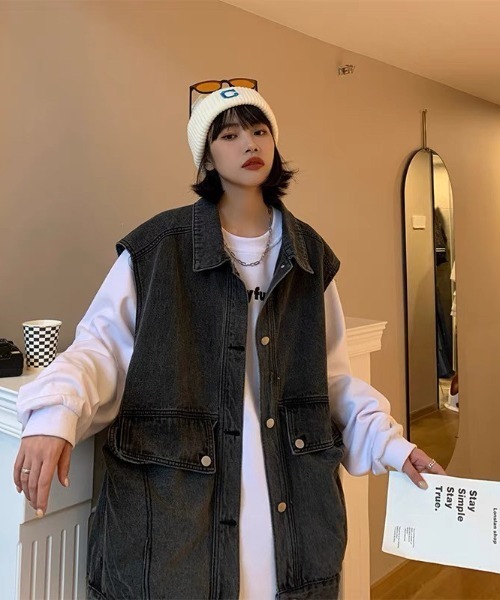 ALMO ベスト ジレ デニムベスト(NEZ) メンズ レディース : ZOZOTOWN