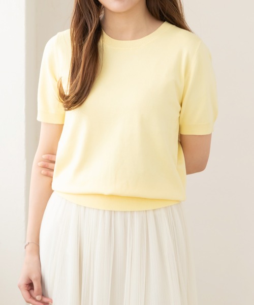 ニット セーター 「XSからXLまで5サイズ展開」クルーネック半袖ニット