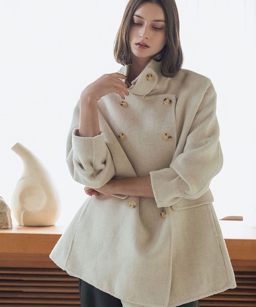 ELFRANK ステンカラーコート コート 「ウール70％」スタンドカラー