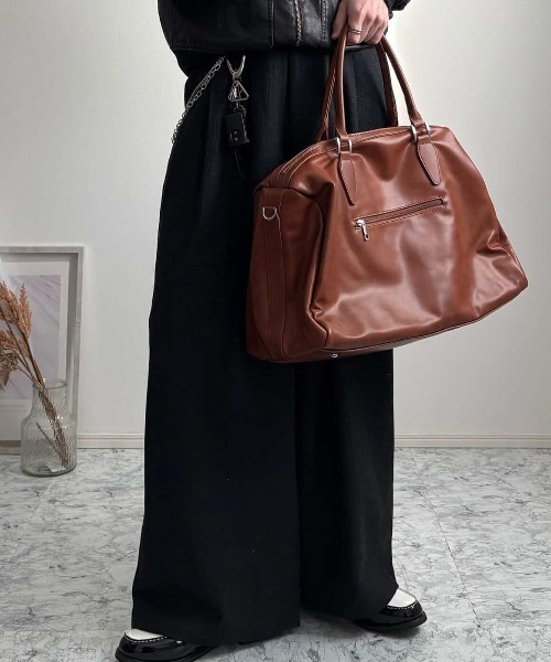 8 ボストンバッグ デカ ボストンバッグ 2WAY PUレザー メンズ