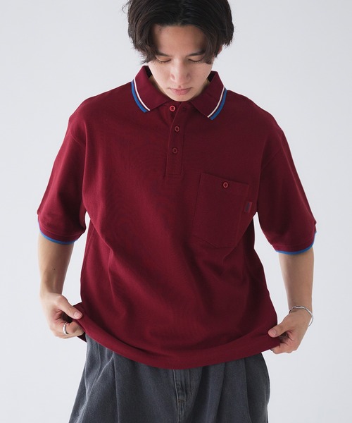Adoon plain ポロシャツ Pocket Piss Name Moss Stitch Polo Shirt