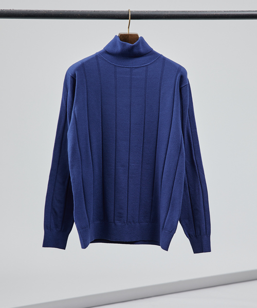 ABAHOUSE GRAY セーター ニット 「カシミアタッチ」シャドーストライプ