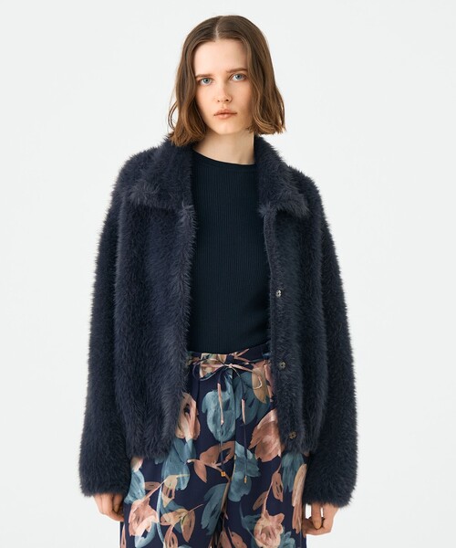 Ballsey（ボールジィ） カーディガン フェザーヤーン ステンカラー