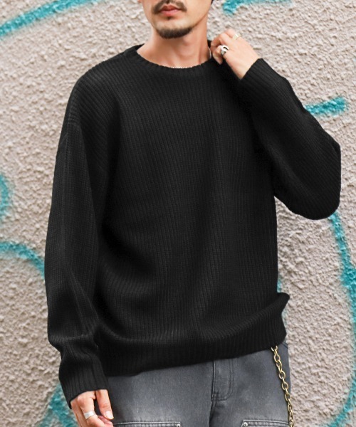 LUXSTYLE（ラグスタイル） セーター ニット 畦編みクルーネックニット