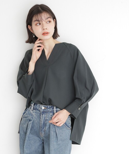 THE SHOP TK ブラウス シャツ ブラウス見えカットソー「洗える