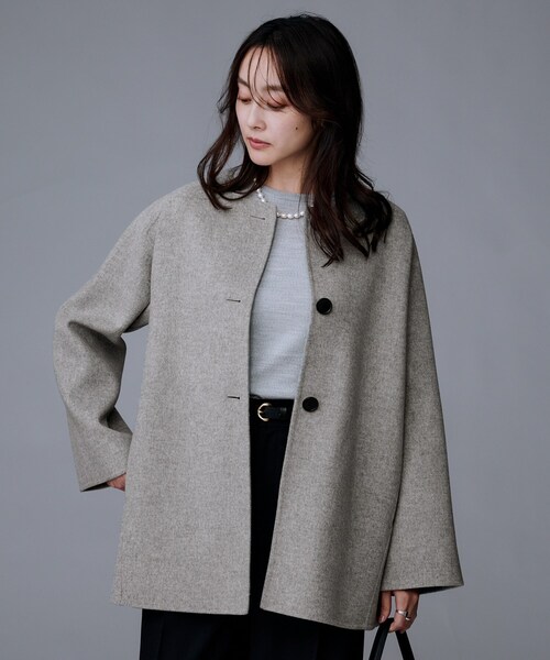 UNTITLED（アンタイトル） ノーカラーコート コート 「ミディ丈/軽やか