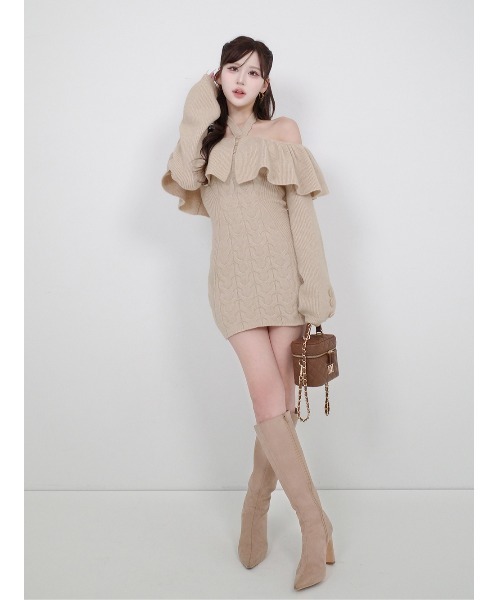 Darich（ダーリッチ） ワンピース ホルターデザインオフショルニット