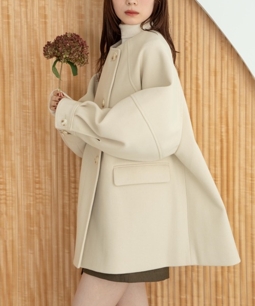 hinari（ヒナリ） コート アウター ウェーブデザインミドルコート