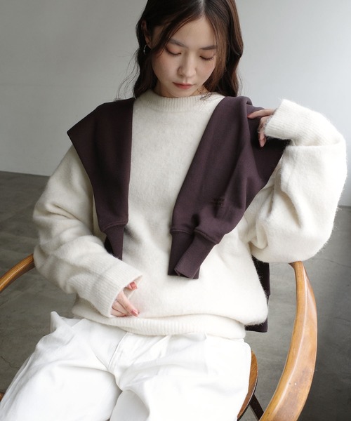 ANME ニット セーター 「新色・新サイズ追加」モヘアライク長袖ニット