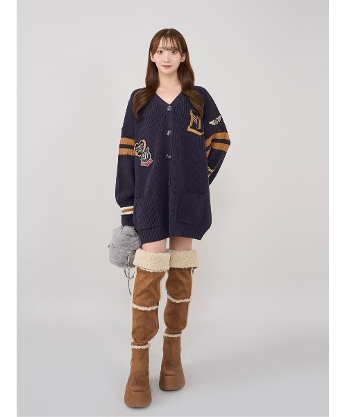Darich（ダーリッチ） カーディガン カレッジワッペンVネックニット
