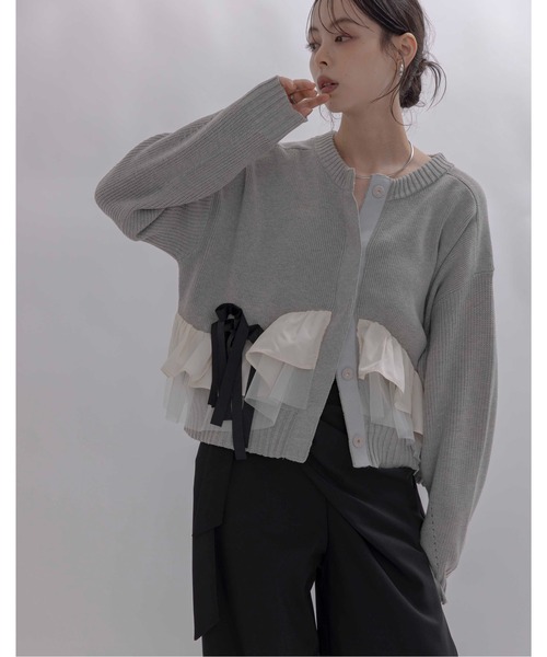 Eimee Law（エイミーロウ） カーディガン ランダムリボンフリルニット