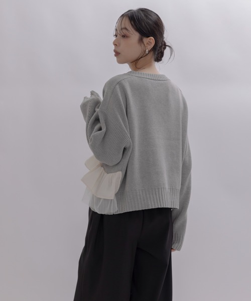 Eimee Law（エイミーロウ） カーディガン ランダムリボンフリルニット