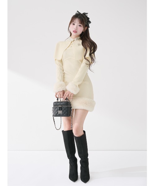 Darich（ダーリッチ） ワンピース ビジューケープニットミニワンピース