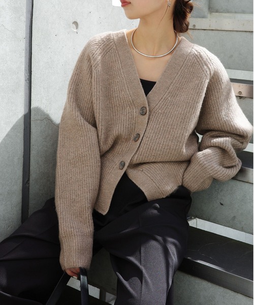 andme（アンドミー） カーディガン 片畦編み長袖ニットカーディガン