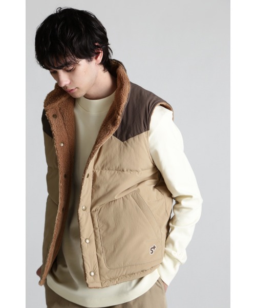 S+ ベスト ジレ 「S＋(エスプラス)」リバーシブルボアベスト メンズ