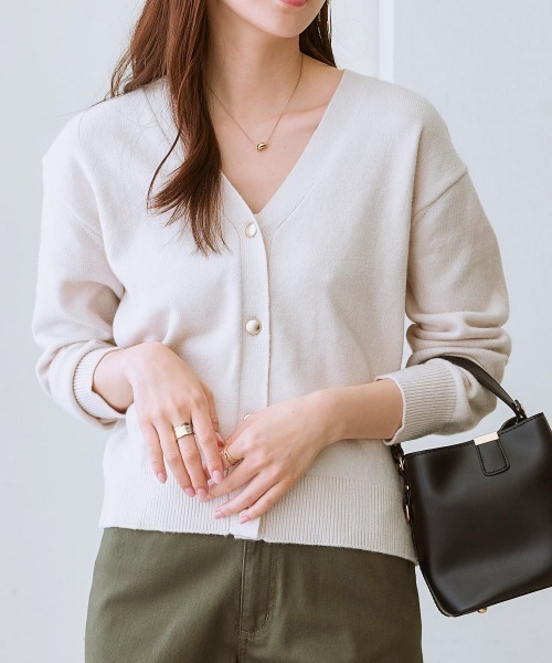 7days Life Styling カーディガン ゴールドボタンVネックニット