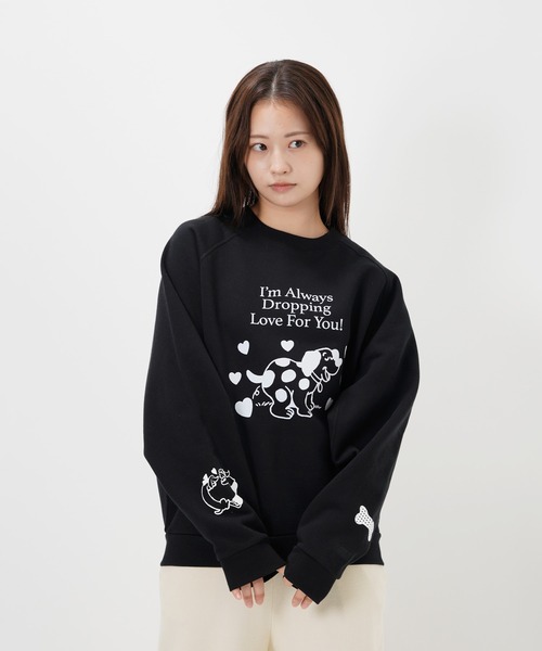 トレーナー スウェット “CAT”＆“DOG” Midori Nakajima 裏起毛ラグラン