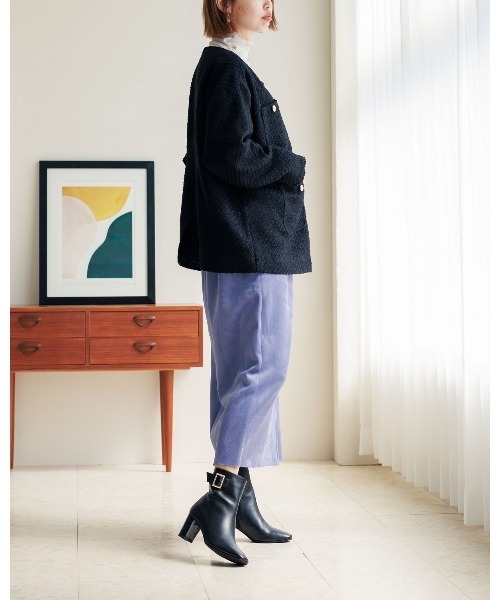 HIMIKO ブーツ 「Made in Japan」「撥水」ベルトバックルヒールブーツ