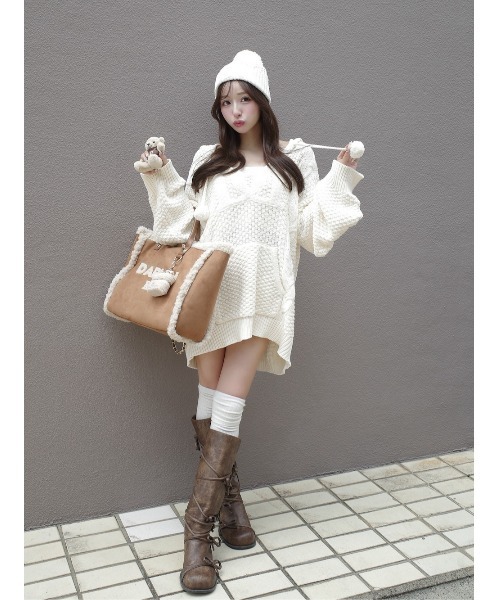 Darich（ダーリッチ） パーカー ケーブルDDロゴVネックニットフーディ