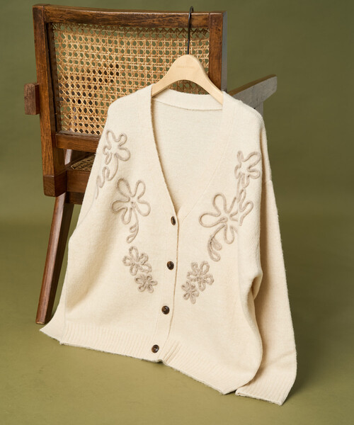 FREAK'S STORE（フリークスストア） カーディガン 配色 コード刺繍 花