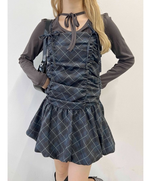 ワンピース チェックギャザーバルーンワンピース : ZOZOTOWN Yahoo!店