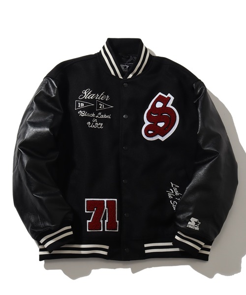 STARTER（スターター） スタジャン 袖 PU フェイク メルトン 中綿