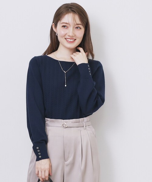 index（インデックス） ニット セーター ボートネックケーブルニット