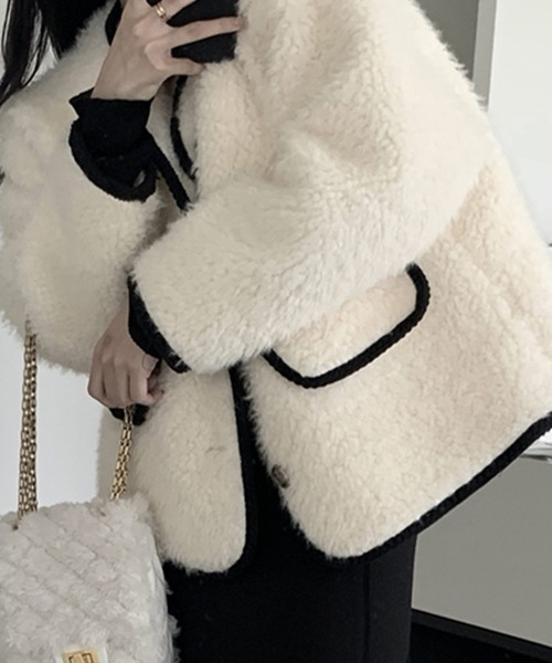 DAY CLOSET ノーカラーコート コート レディース ノーカラーパイピング