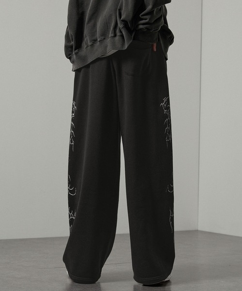 スウェットパンツ ジャージ 「Alfred Alex 」クラックプリント裾ドロー