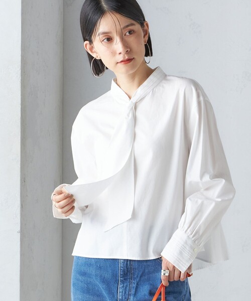 SHIPS（シップス） ブラウス シャツ 「手洗い可能」ブロード ボウタイ