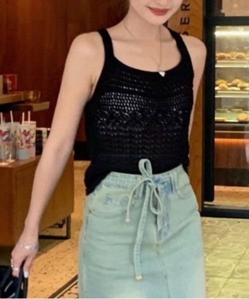 LADY LIKE（レディライク） キャミソール バッククロスかぎ編みシアー