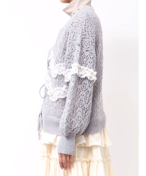 merry jenny（メリージェニー） カーディガン 透かし編みフリルニット