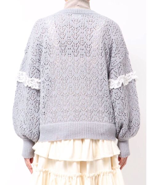 merry jenny（メリージェニー） カーディガン 透かし編みフリルニット