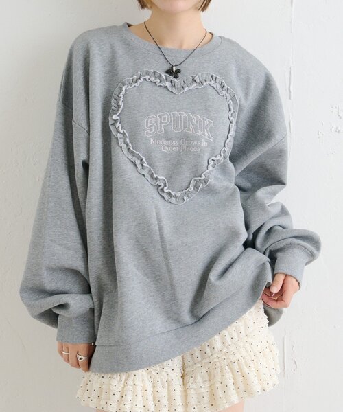 w closet（ダブルクローゼット） パーカー ハートフリルスウェット