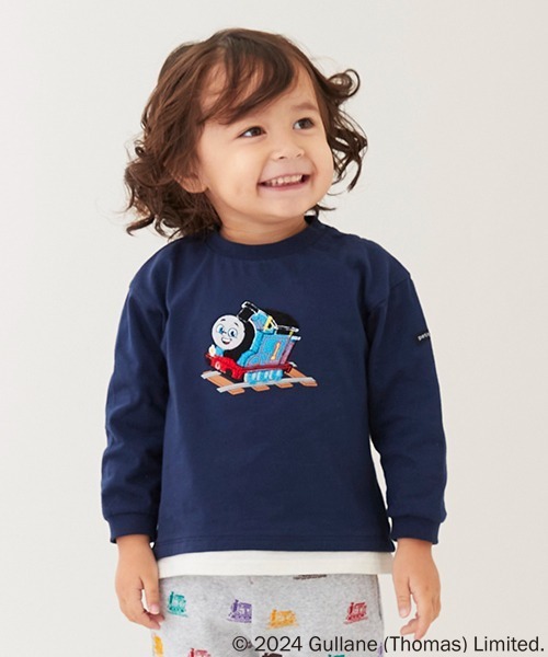 petit main tシャツ 「きかんしゃトーマス」サガラアップリケ長袖T
