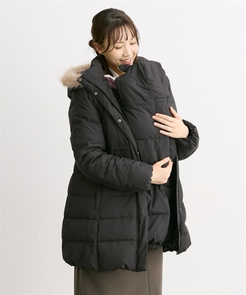 マタニティ マタニティウェア あったかダウン5WAYママコート＋くま耳付