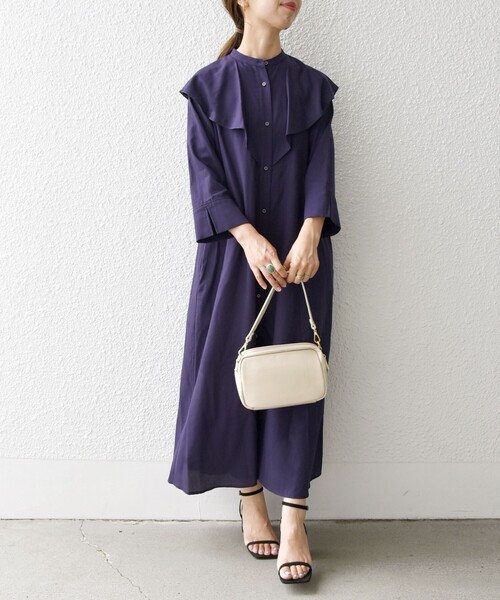 SHIPS any ワンピース シャツワンピース any:「洗濯機可能」フリル