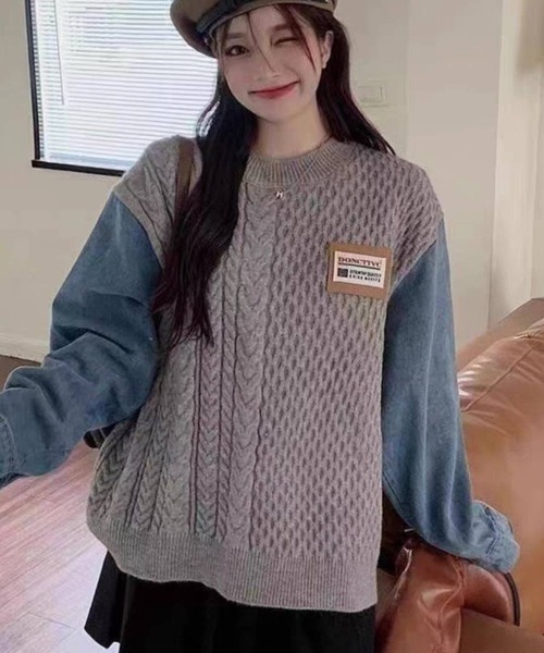 pumpkin port（パンプキンポート） ニット セーター ニット+デニム袖