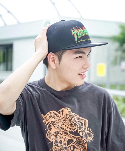 THRASHER（スラッシャー） キャップ 帽子 FLAME LOGOポリエステル
