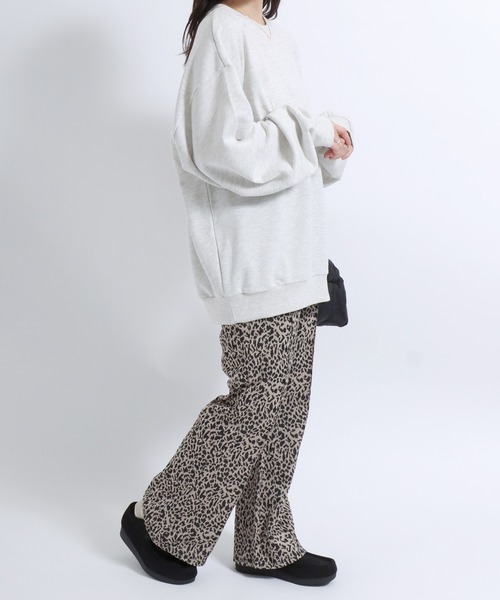 パンツ センタープリーツ ヒョウ柄・ゼブラ柄 アニマル総柄フレア